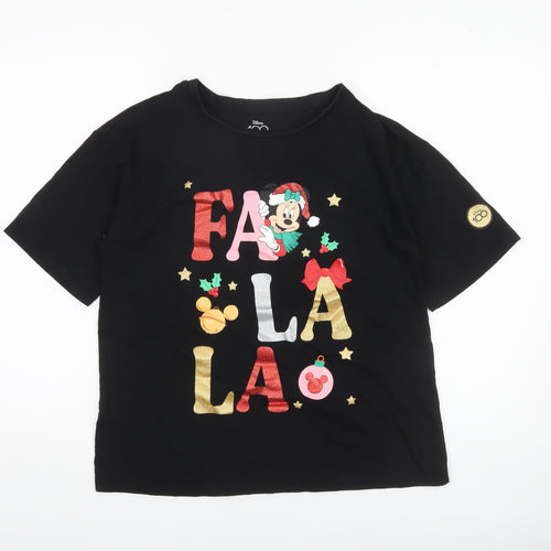 Disney Womens Black Minnie Mouse Christmas T-Shirt Size S