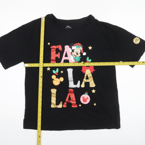 Disney Womens Black Minnie Mouse Christmas T-Shirt Size S