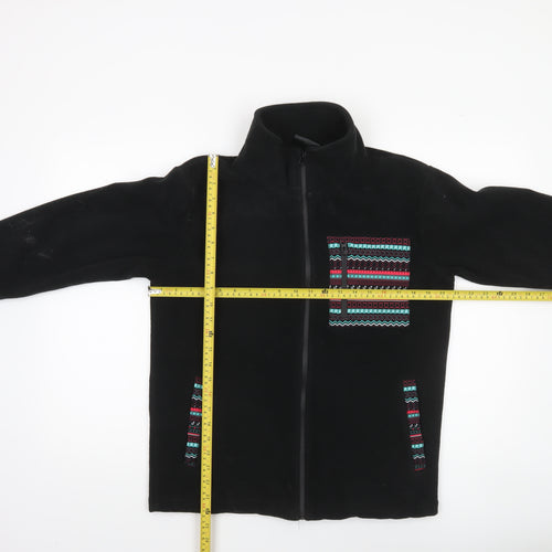 TikTok Men's Black Fleece Jacket S Full Zip Aztec Trim Casual