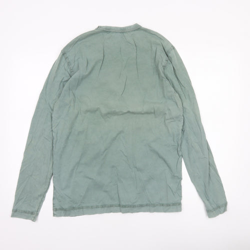 BOSS Men's Green Long Sleeve Cotton Crew Neck Top Size M