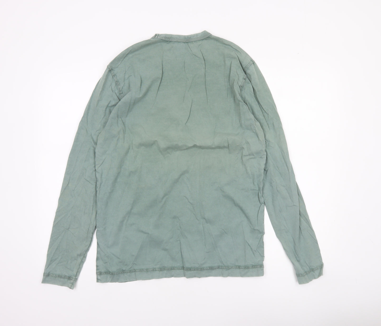 BOSS Men's Green Long Sleeve Cotton Crew Neck Top Size M