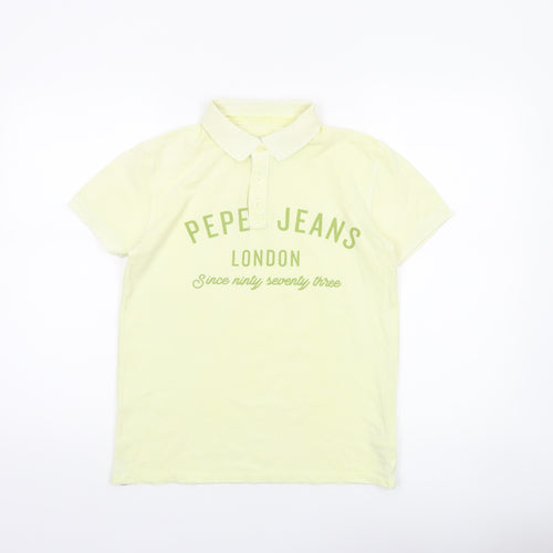 Pepe Jeans Teens Yellow Collared Cotton Polo Shirt Size S