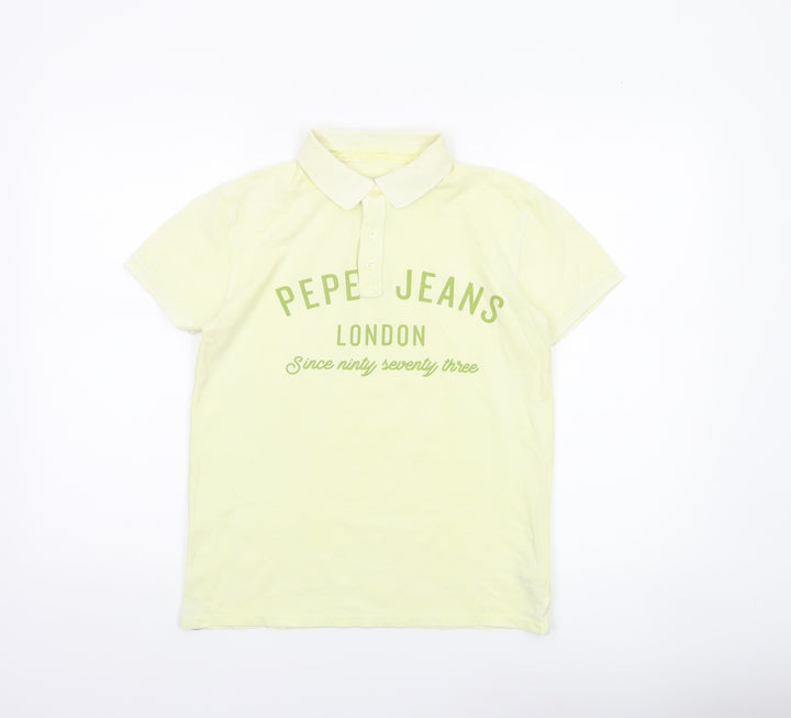 Pepe Jeans Teens Yellow Collared Cotton Polo Shirt Size S