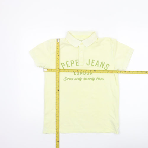 Pepe Jeans Teens Yellow Collared Cotton Polo Shirt Size S