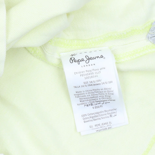 Pepe Jeans Teens Yellow Collared Cotton Polo Shirt Size S