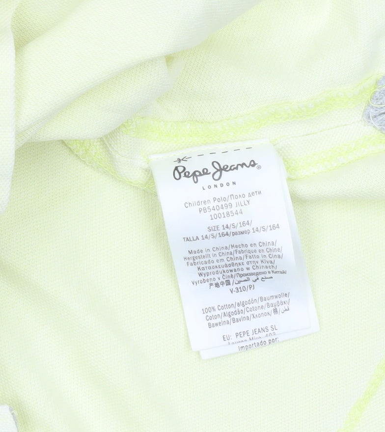Pepe Jeans Teens Yellow Collared Cotton Polo Shirt Size S