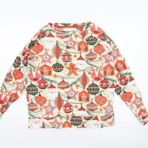 Next Women’s Multicoloured Christmas Cotton Pyjama Top S