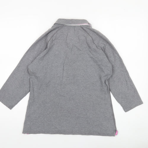 GANT Women's Grey Cotton Polo Shirt XL 3/4 Sleeve Collared Jersey Top