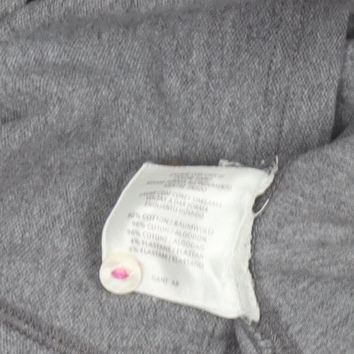 GANT Women's Grey Cotton Polo Shirt XL 3/4 Sleeve Collared Jersey Top