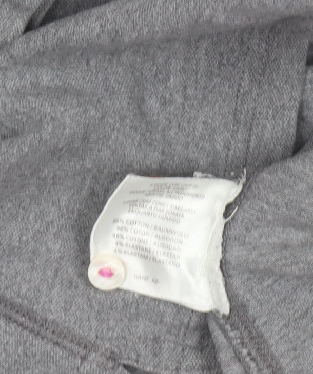 GANT Women's Grey Cotton Polo Shirt XL 3/4 Sleeve Collared Jersey Top