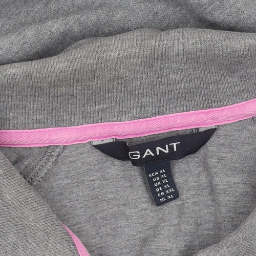 GANT Women's Grey Cotton Polo Shirt XL 3/4 Sleeve Collared Jersey Top