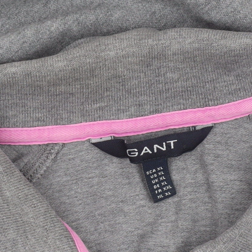 GANT Women's Grey Cotton Polo Shirt XL 3/4 Sleeve Collared Jersey Top