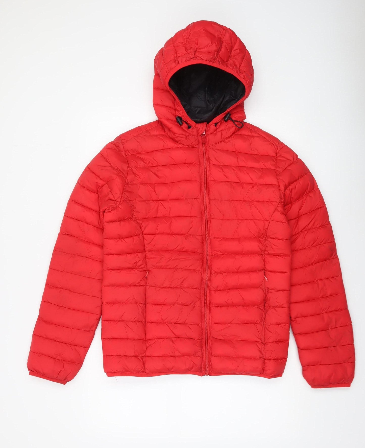 Blend Men's Red Hooded Puffer Jacket Size S Lightweight Winter Coat