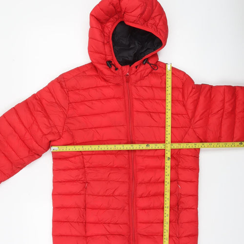 Blend Men's Red Hooded Puffer Jacket Size S Lightweight Winter Coat
