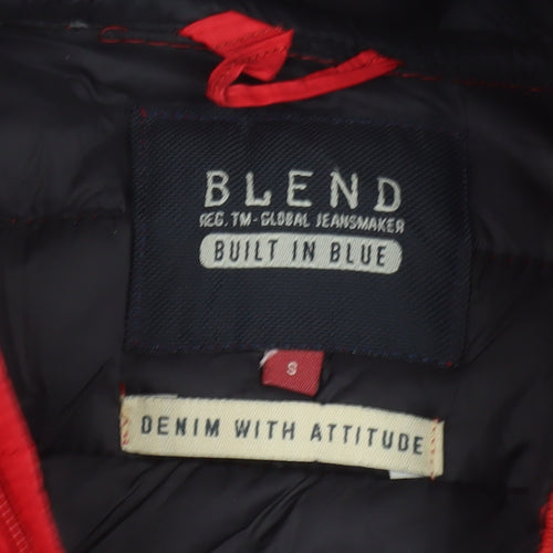 Blend Men's Red Hooded Puffer Jacket Size S Lightweight Winter Coat