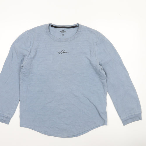 Hollister Women Blue Long Sleeve Crew Neck Cotton T-Shirt M