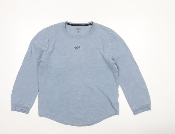 Hollister Women Blue Long Sleeve Crew Neck Cotton T-Shirt M