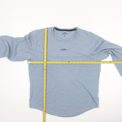 Hollister Women Blue Long Sleeve Crew Neck Cotton T-Shirt M