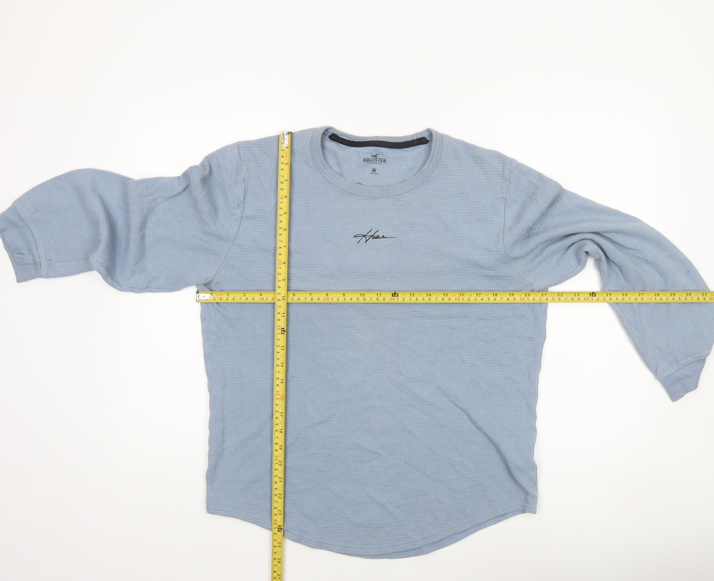 Hollister Women Blue Long Sleeve Crew Neck Cotton T-Shirt M