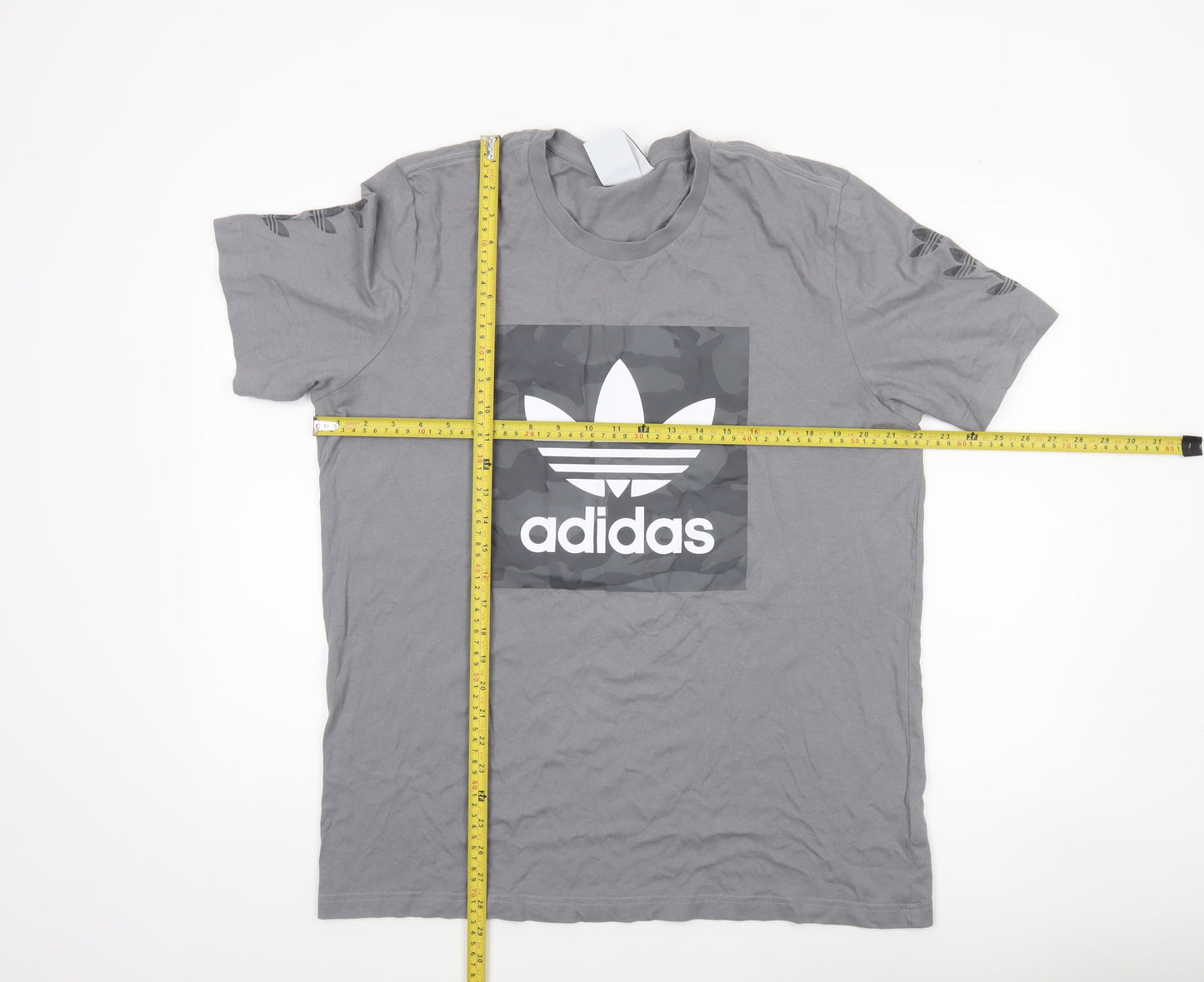 Adidas Men's Grey L Trefoil Logo Sports Graphic T-Shirt