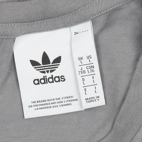 Adidas Men's Grey L Trefoil Logo Sports Graphic T-Shirt