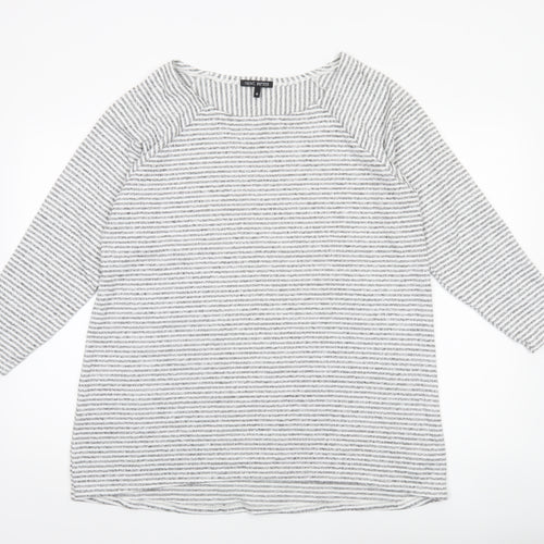 Next Women’s Grey Striped 3/4 Sleeve Jersey T-Shirt Size 18