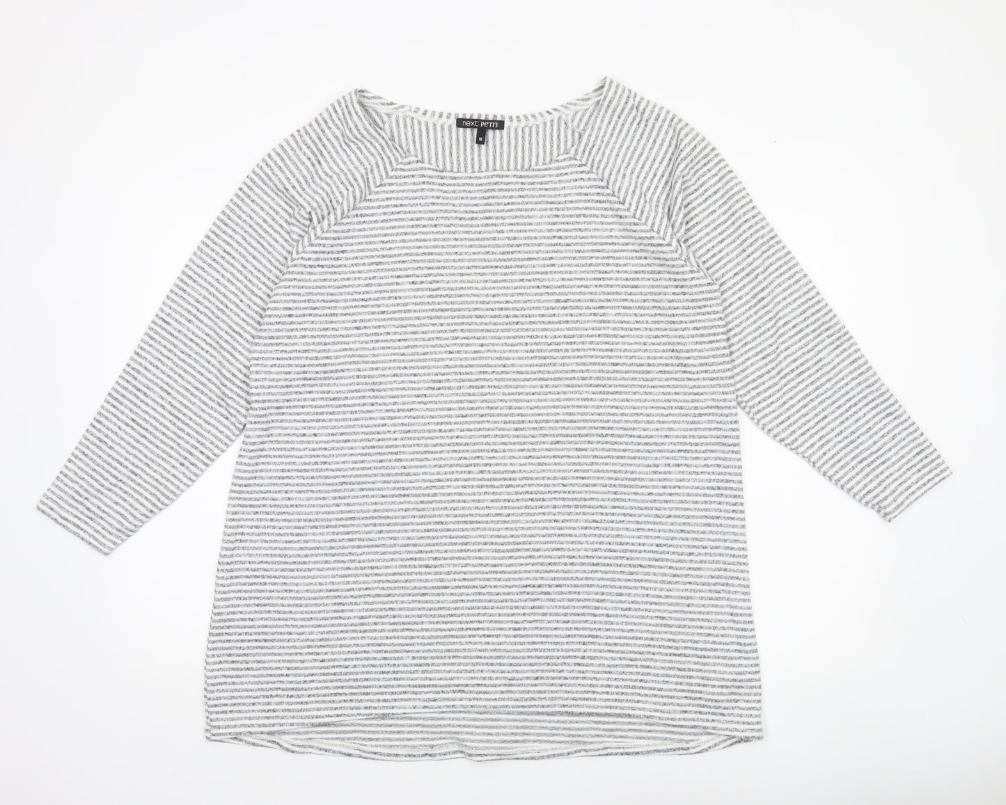 Next Women’s Grey Striped 3/4 Sleeve Jersey T-Shirt Size 18