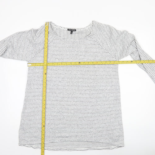 Next Women’s Grey Striped 3/4 Sleeve Jersey T-Shirt Size 18