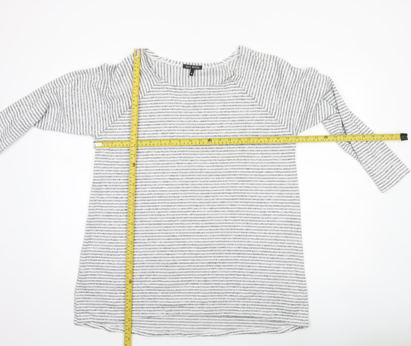 Next Women’s Grey Striped 3/4 Sleeve Jersey T-Shirt Size 18