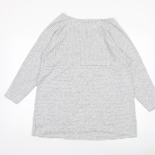 Next Women’s Grey Striped 3/4 Sleeve Jersey T-Shirt Size 18