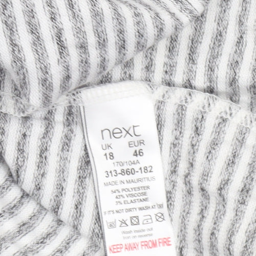 Next Women’s Grey Striped 3/4 Sleeve Jersey T-Shirt Size 18