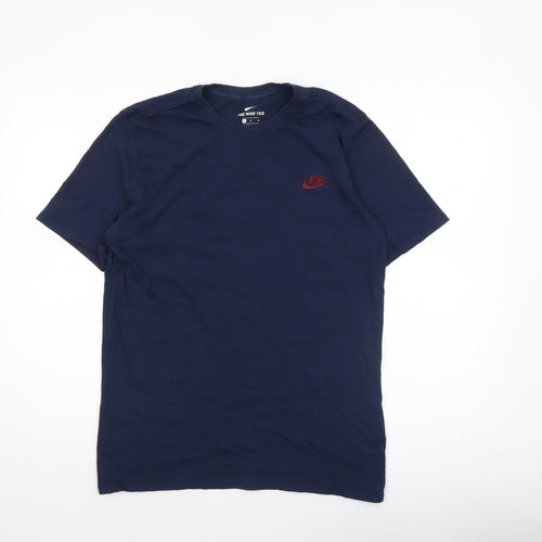 Nike Men's Blue Athletic Fit Cotton Crew Neck T-Shirt M
