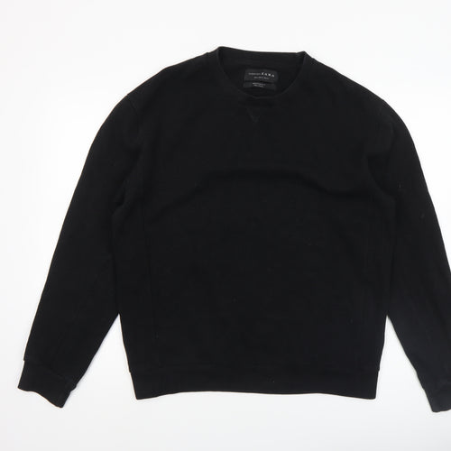 Zara Men’s Black XL Cotton Crew Neck Pullover Sweatshirt