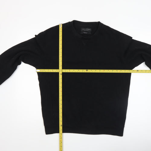 Zara Men’s Black XL Cotton Crew Neck Pullover Sweatshirt