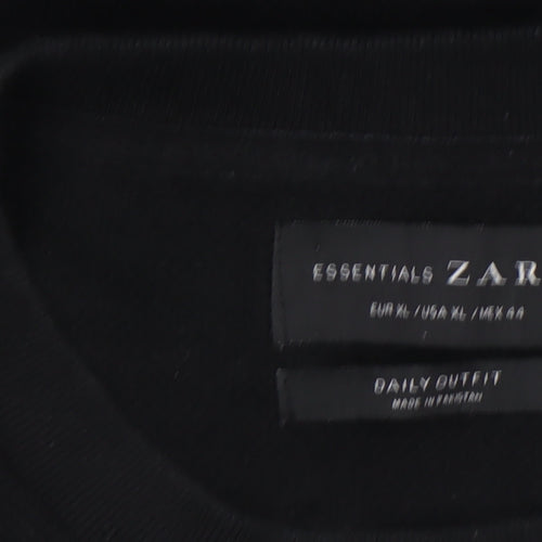 Zara Men’s Black XL Cotton Crew Neck Pullover Sweatshirt