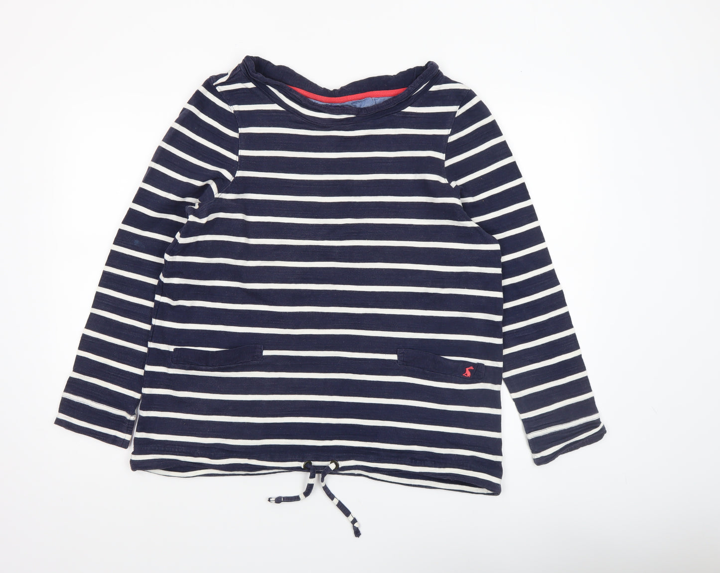 Joules Women’s Blue Striped Cotton Boat Neck Long Sleeve Top UK 14