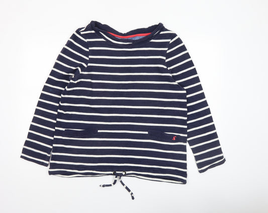 Joules Women’s Blue Striped Cotton Boat Neck Long Sleeve Top UK 14