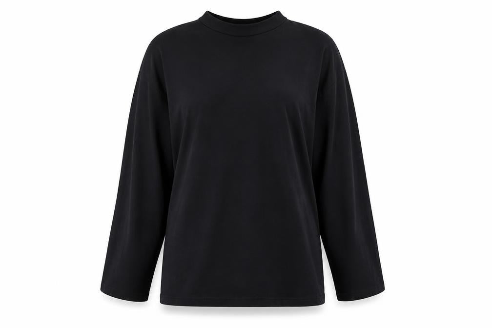 Front view of PRETTYLITTLETHING Women's Black High Neck Long Sleeve Basic Top XS