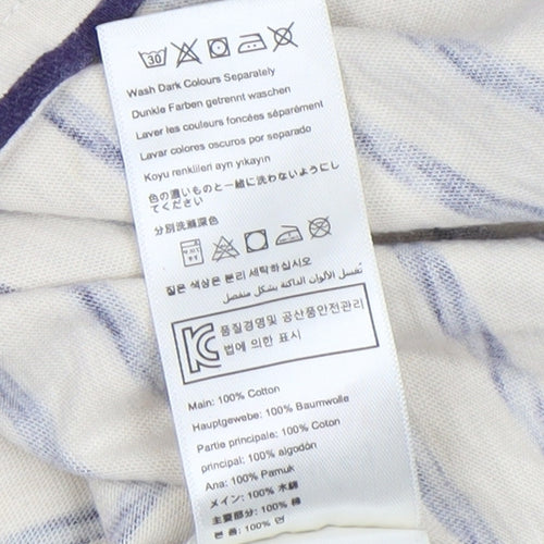 Joules Women’s Beige Navy Striped Star V-Neck Cotton T-Shirt Size 12