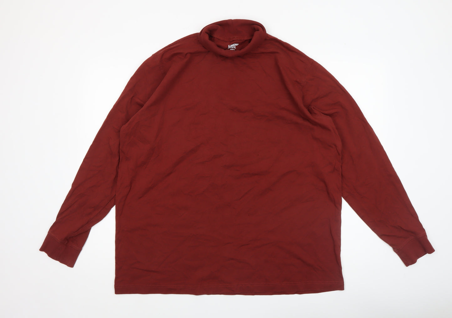 Lands' End Men's Red XL Roll Neck Long Sleeve Cotton Top