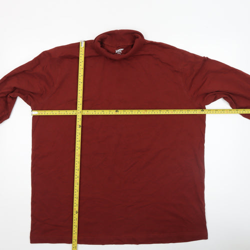 Lands' End Men's Red XL Roll Neck Long Sleeve Cotton Top