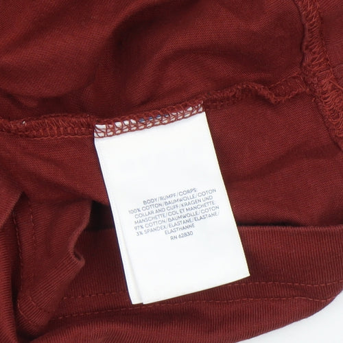 Lands' End Men's Red XL Roll Neck Long Sleeve Cotton Top
