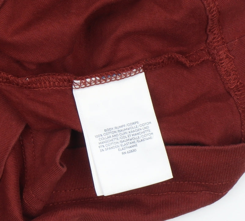 Lands' End Men's Red XL Roll Neck Long Sleeve Cotton Top