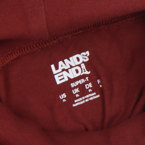 Lands' End Men's Red XL Roll Neck Long Sleeve Cotton Top