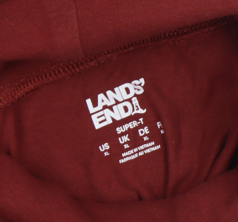 Lands' End Men's Red XL Roll Neck Long Sleeve Cotton Top