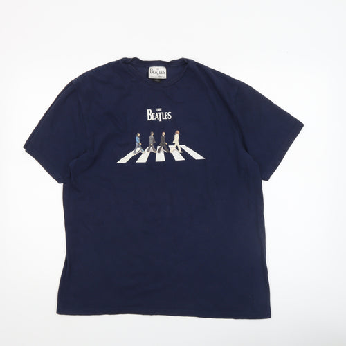 The Beatles Men's Blue Large Graphic Band T-Shirt