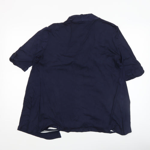 George Women Navy Blue Striped Tunic Blouse UK 14 Viscose Blend