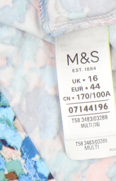 Marks and Spencer Womens Multicoloured Floral Jersey Blouse UK 16