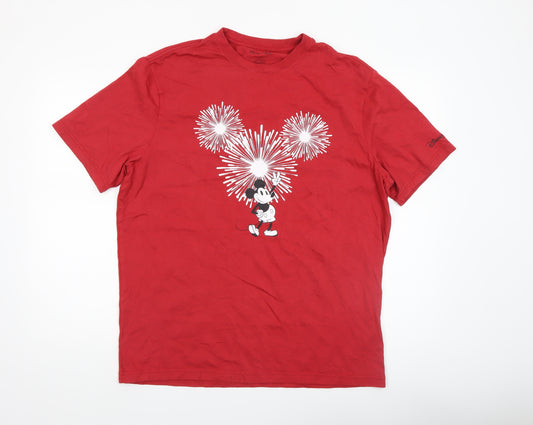 American Eagle Men’s Red Disney Mickey Mouse Graphic Cotton T-Shirt Size L