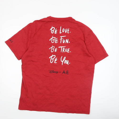 American Eagle Men’s Red Disney Mickey Mouse Graphic Cotton T-Shirt Size L